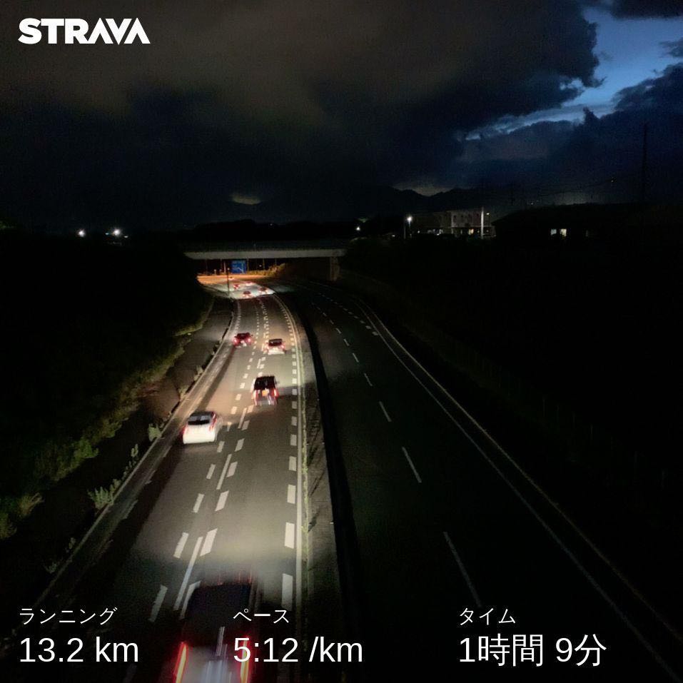 一昨日のランニング。やはりまだ20:00でも西の空には光が残ってる。　#running #strava #今日の一点透視図法